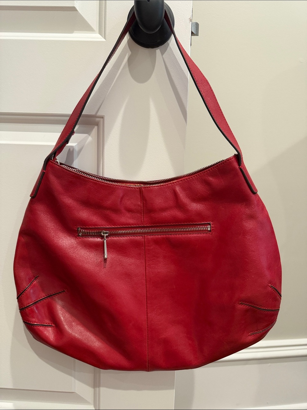 HOBO brandWomen's Red Leather Shoulder Bag - Classic Hobo - Picture 5 of 9